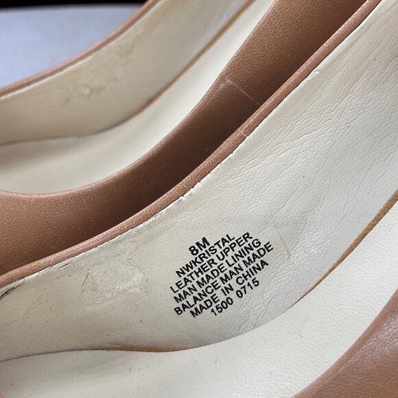 Nine West Kristal Womens Pumps Size 8 Tan Leather Slip On Almond Toe Heels - Picture 12 of 14